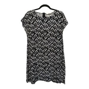 Numph Black and White Geometric Midi Dress Small